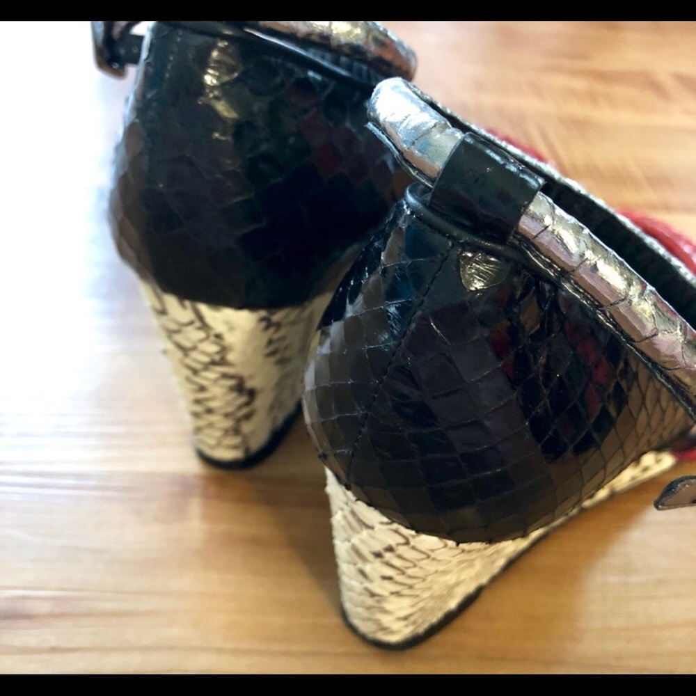 Derek Lam Bristol Python Colorblock Open-Toe Wedge - image 5